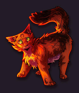 art of an orange cat with fire like lighting