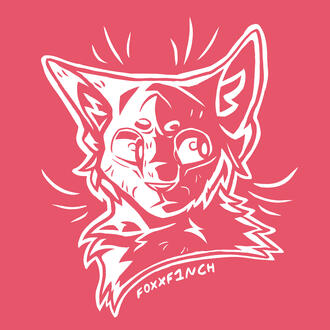 coral background, drawing of a cat head in white